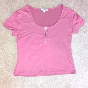 Pink Crop Top / Zipper Crop Top